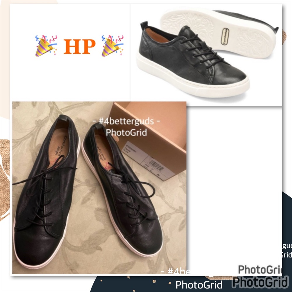 New Comfortiva Talen Leather Lace Up Sneaker Align Support 11 43 WIDE Black